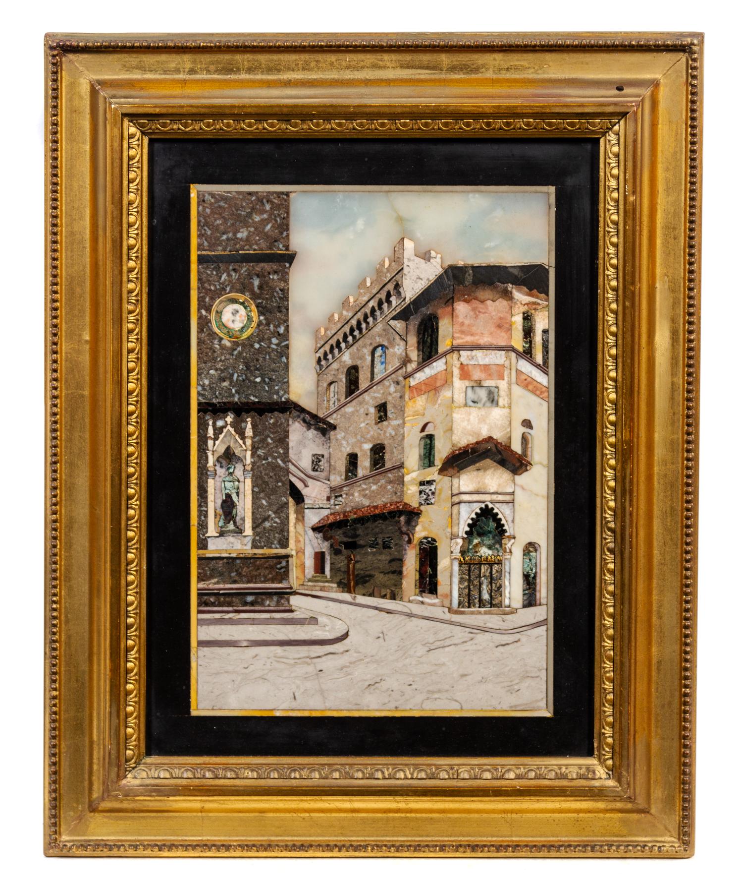 An Italian Pietra Dura Plaque 11 3/8 x 8 3/8 inches. — EARLY 20TH CENTURY