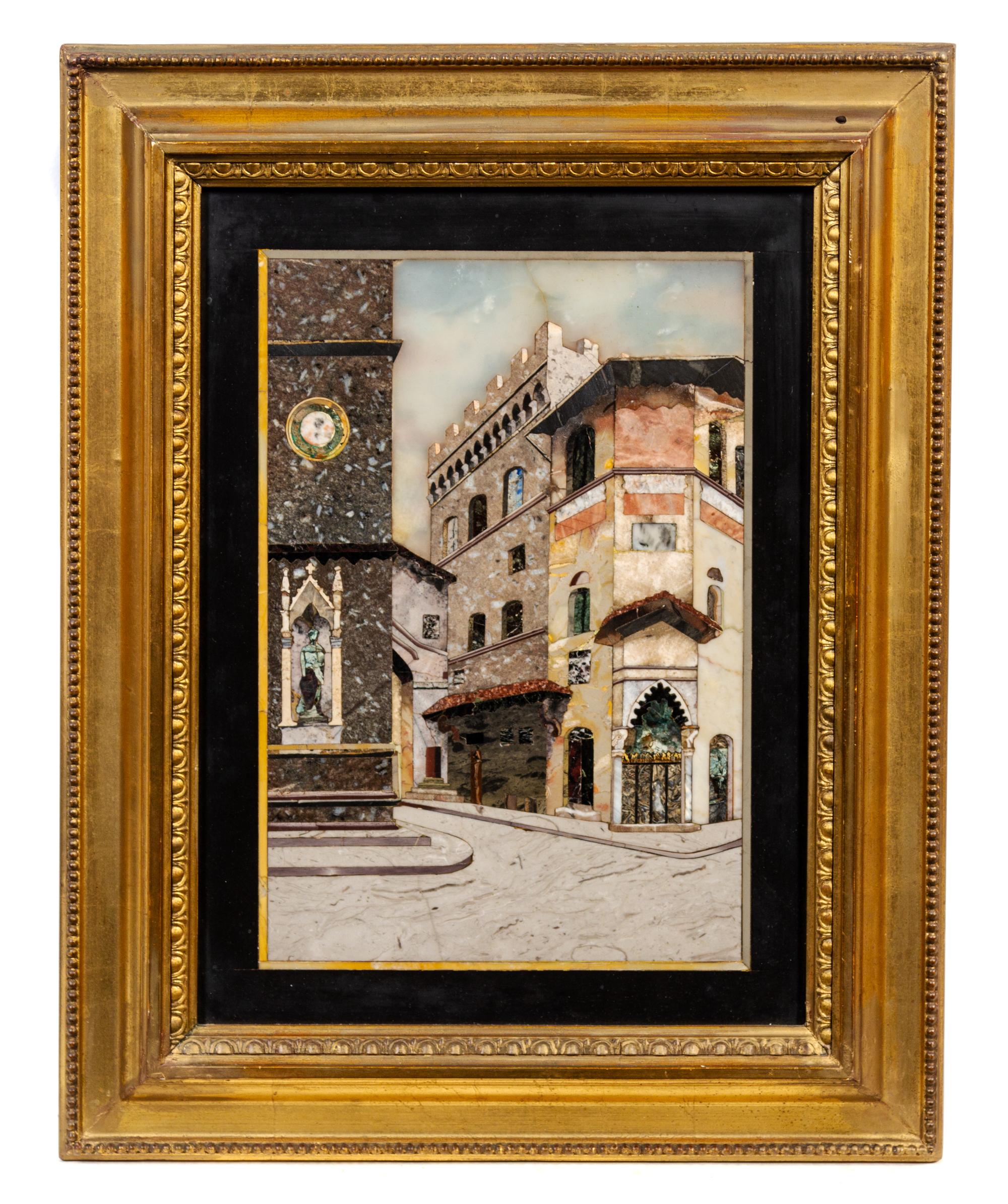 An Italian Pietra Dura Plaque 11 3/8 x 8 3/8 inches. — EARLY 20TH CENTURY