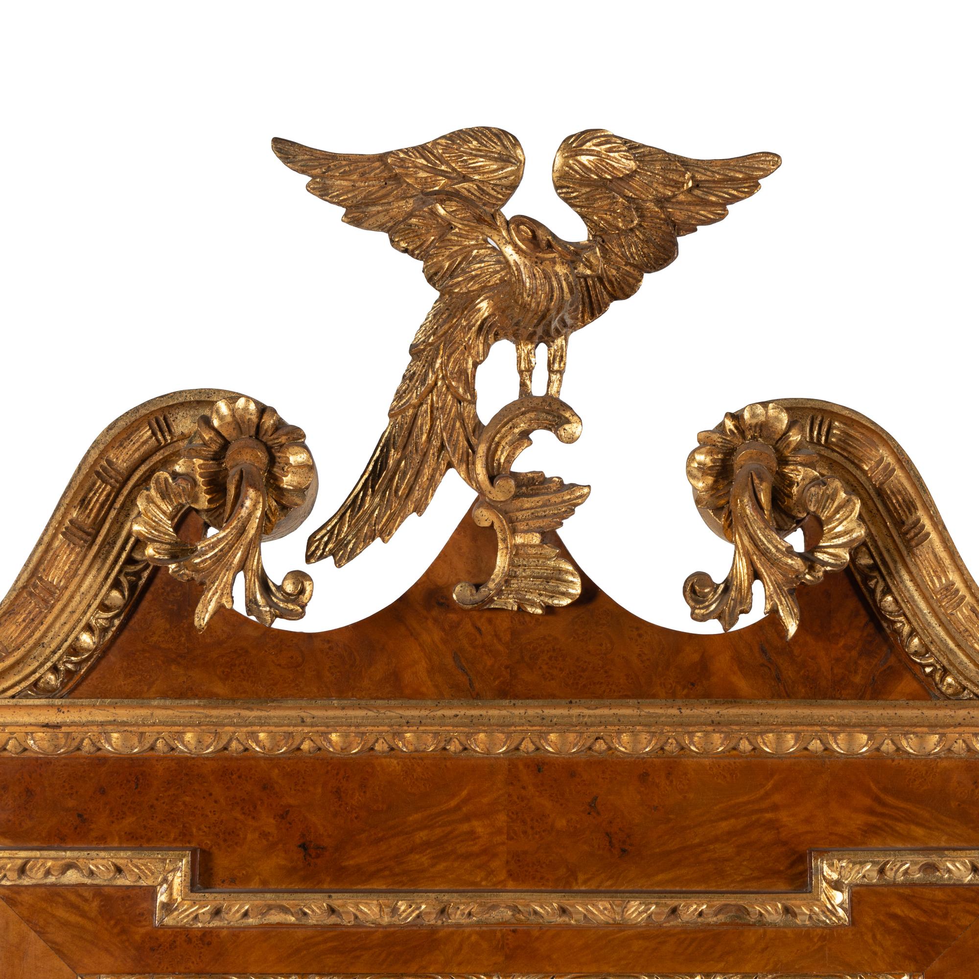 A George II Style Walnut and Parcel Gilt Mirror
