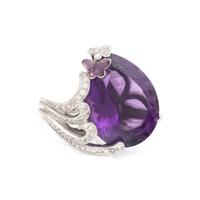 AMETHYST, DIAMOND, AND WHITE GOLD BUTTERFLY RING