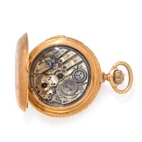 18K YELLOW GOLD AUTOMATON MINUTE REPEATER HUNTER CASE POCKET WATCH