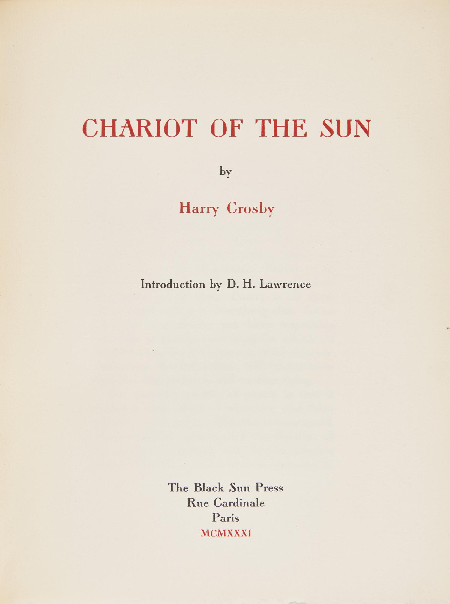 [Black Sun Press] Crosby, Harry. Collected Poems of Harry Crosby