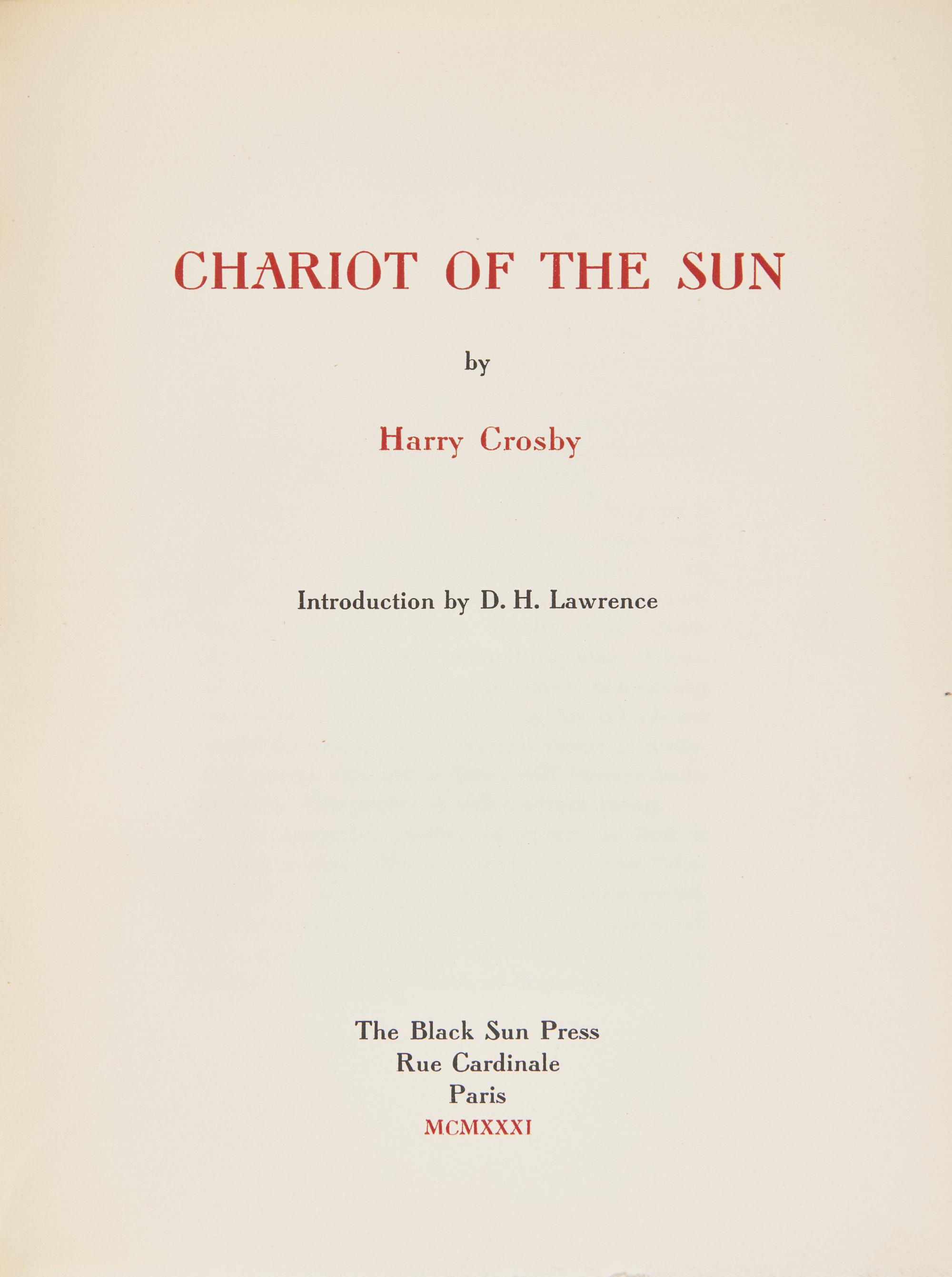 [Black Sun Press] Crosby, Harry. Collected Poems of Harry Crosby