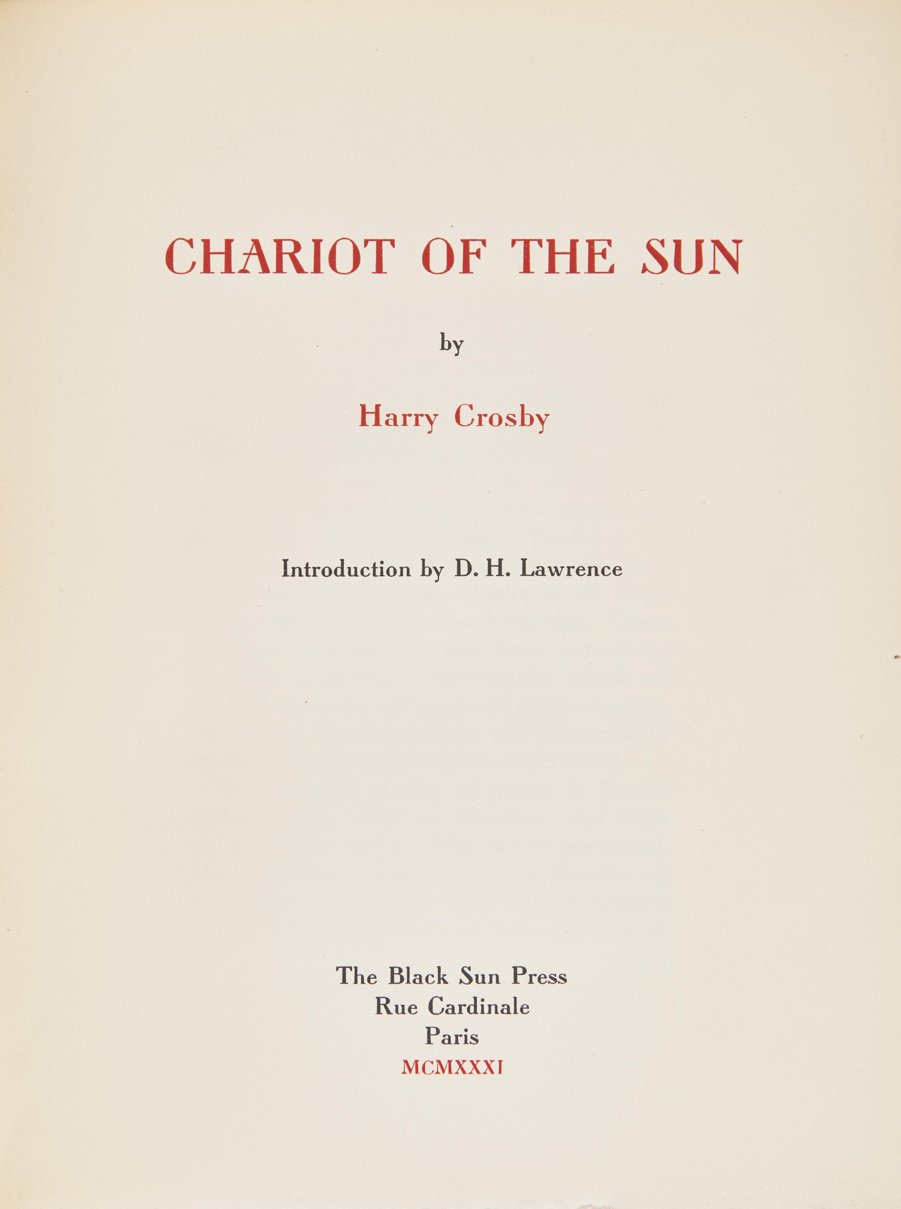 [Black Sun Press] Crosby, Harry. Collected Poems of Harry Crosby