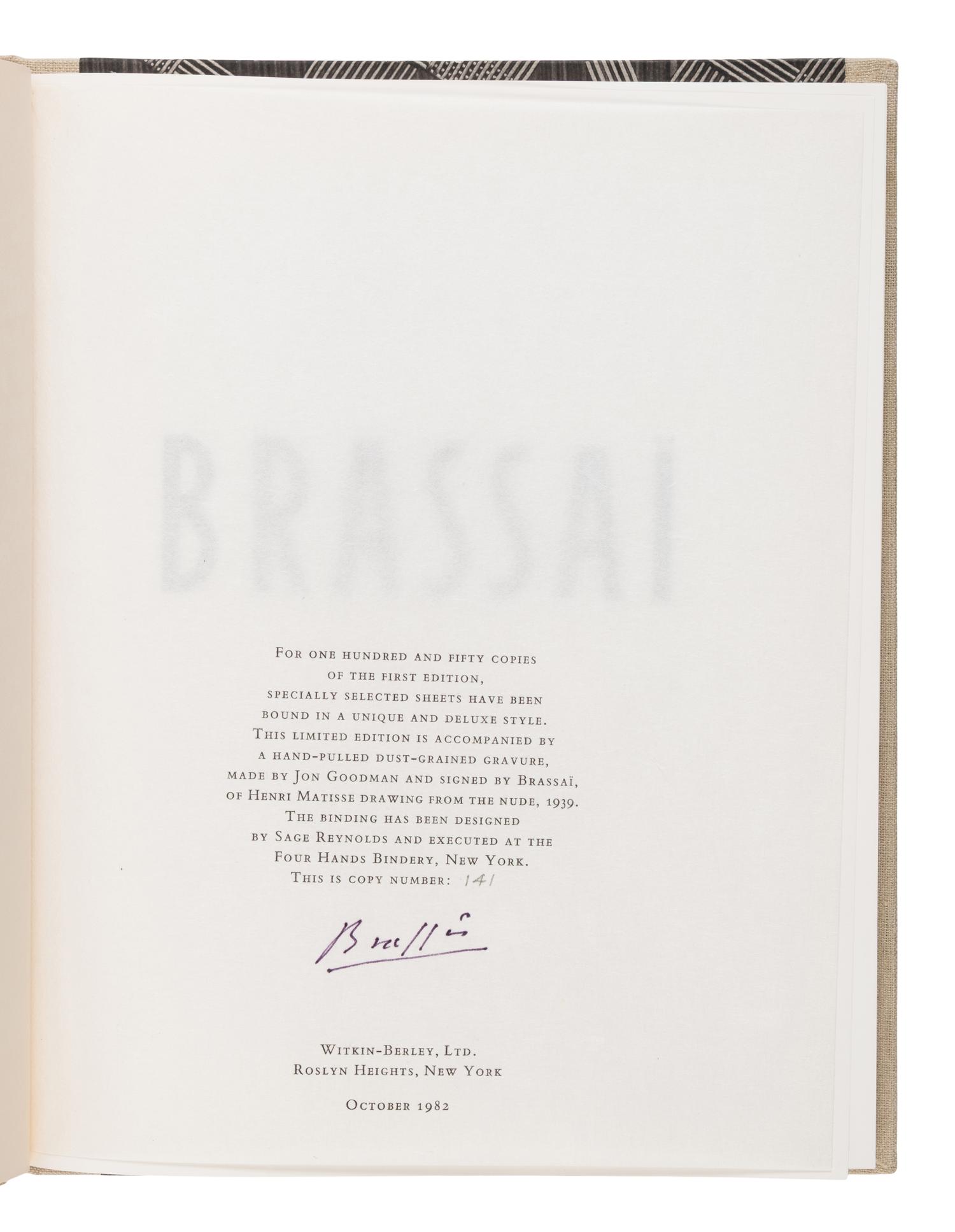 [Photography]. Brassaï (pseudonym of Gyula Halász, 1899-1984). The Artists of My Life . New York: The Viking Press, 1982.