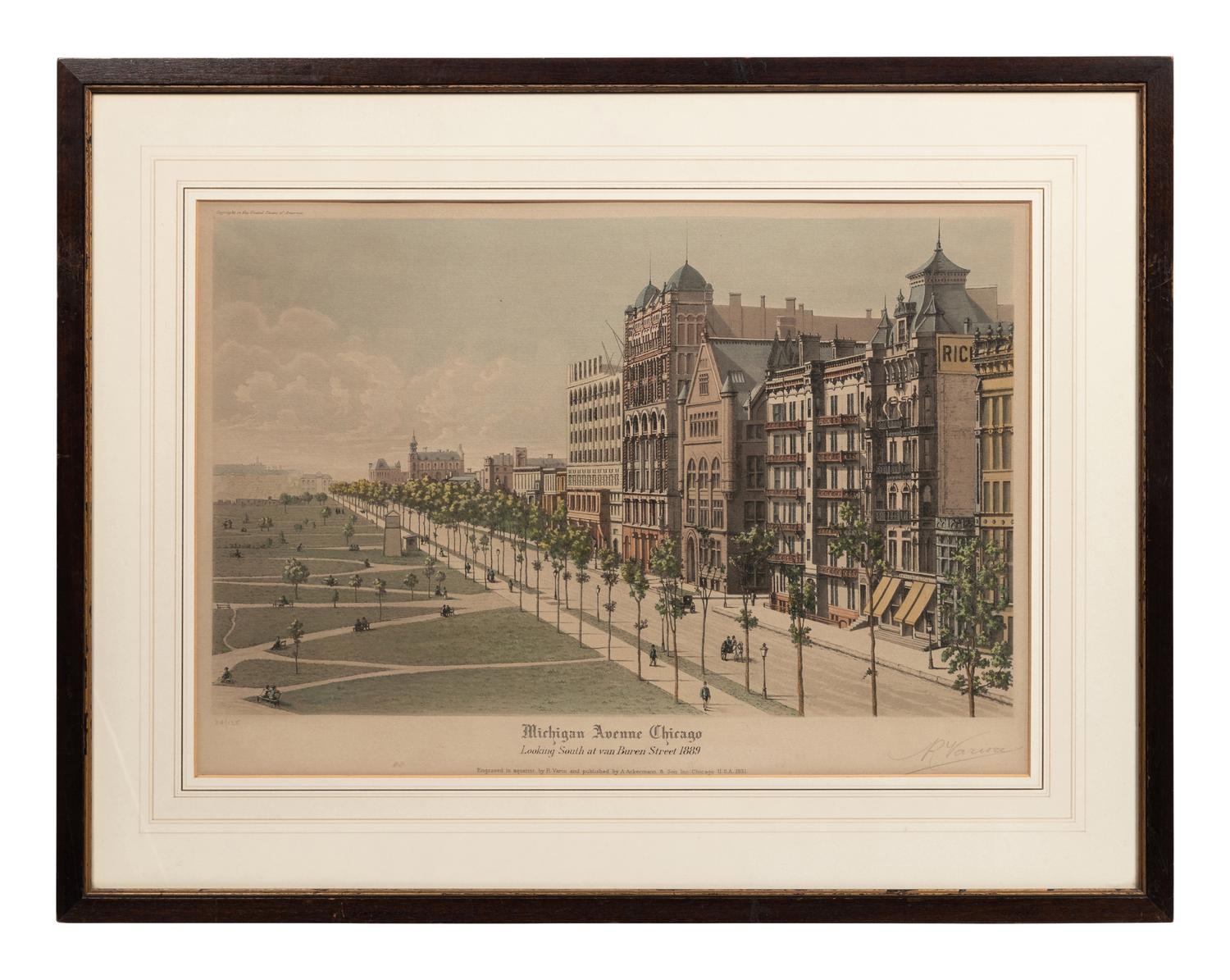 [CHICAGO]. VARIN, Raoul. A suite of 4 works depicting 19th century Chicago, including: