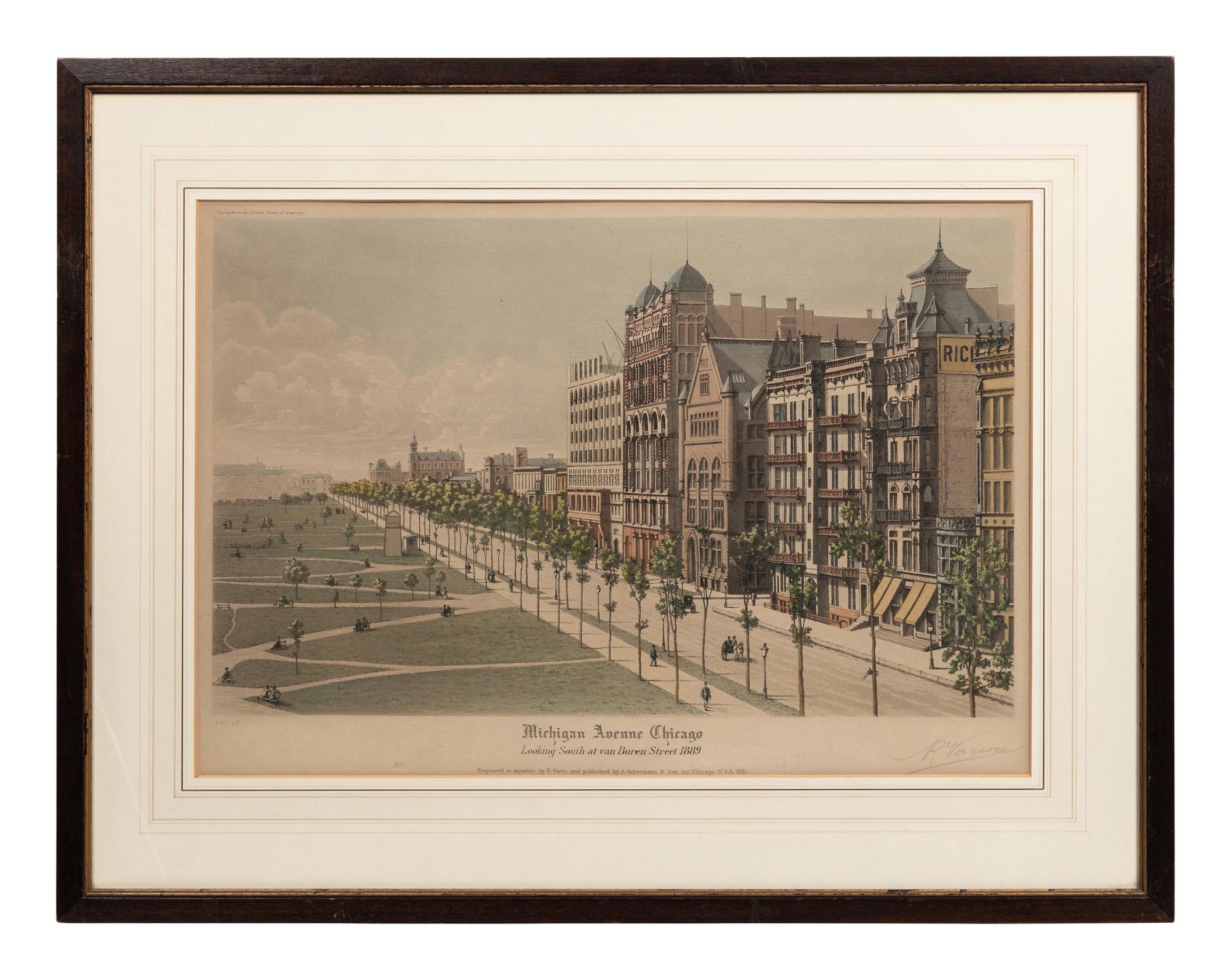 [CHICAGO]. VARIN, Raoul. A suite of 4 works depicting 19th century Chicago, including: