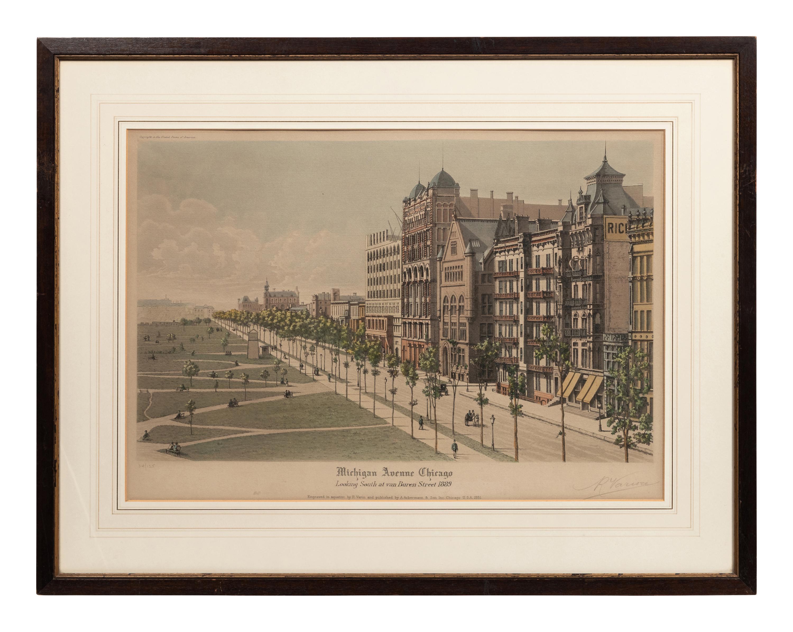 [CHICAGO]. VARIN, Raoul. A suite of 4 works depicting 19th century Chicago, including:
