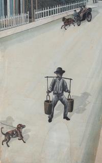 A Continental Figural Painted Four-Panel Floor Screen, 19th Century and later