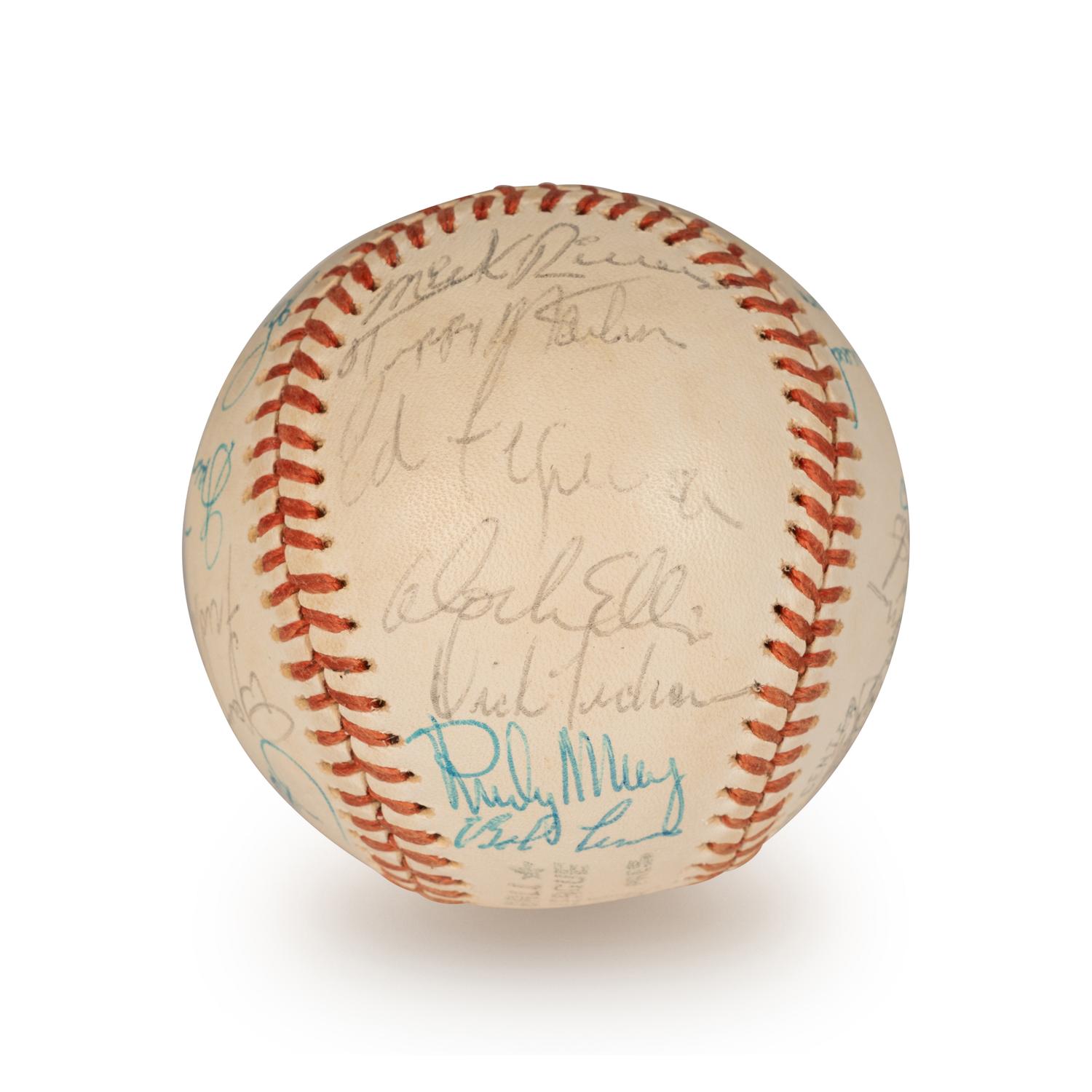A 1976 New York Yankees Team Signed Autograph Baseball Including Thurman Munson and Billy Martin (Beckett Authentication Services Letter BAS Certified)