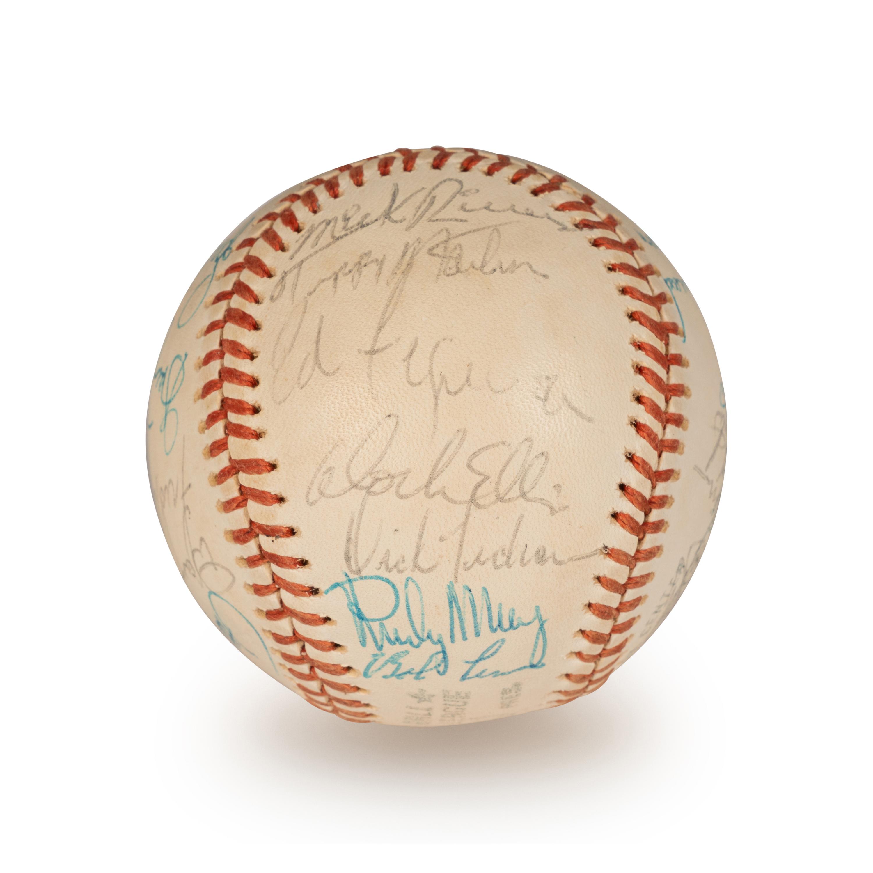 A 1976 New York Yankees Team Signed Autograph Baseball Including Thurman Munson and Billy Martin (Beckett Authentication Services Letter BAS Certified)