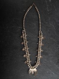 Navajo Silver and Chip Inlaid Peyote Bird Squash Blossom Necklace