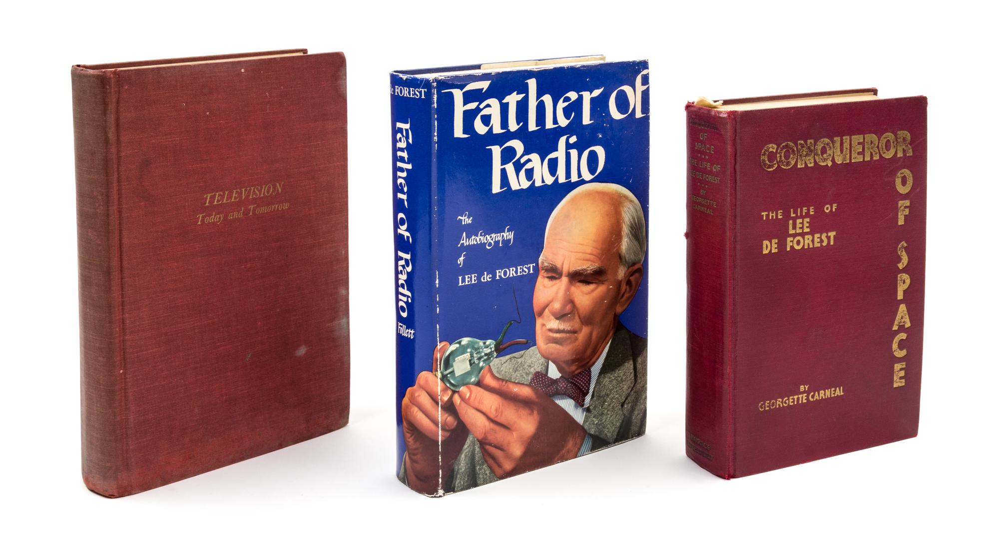 (TECHNOLOGY) DEFOREST, LEE. A collection of signed items (2 books, one ALS, 3 TLS)
