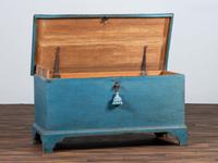 A Country Blue Painted Poplar Blanket Chest