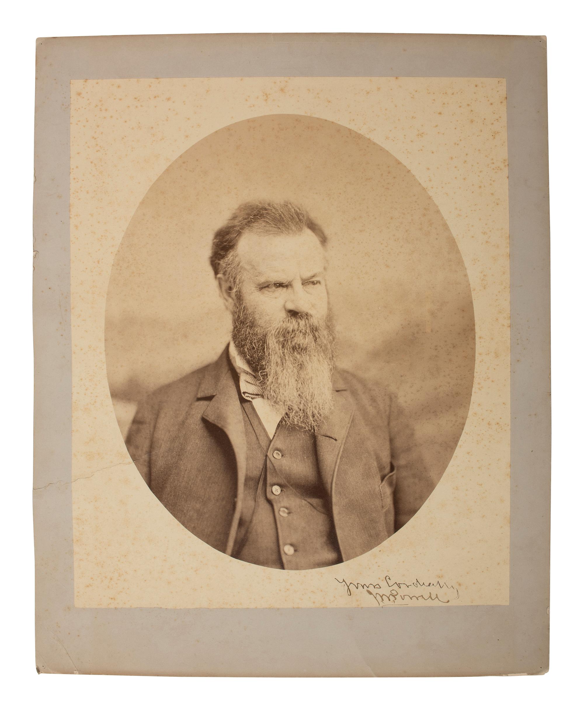 [WESTERN AMERICANA]. POWELL, John Wesley (1834-1902). Albumen photograph signed ("J.W. Powell"). Ca 1890s.