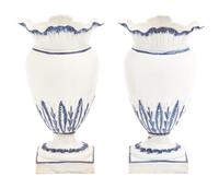 A Pair of English Caughley Soft Paste Porcelain Urns Height 5 7/8 inches. — 18TH CENTURY
