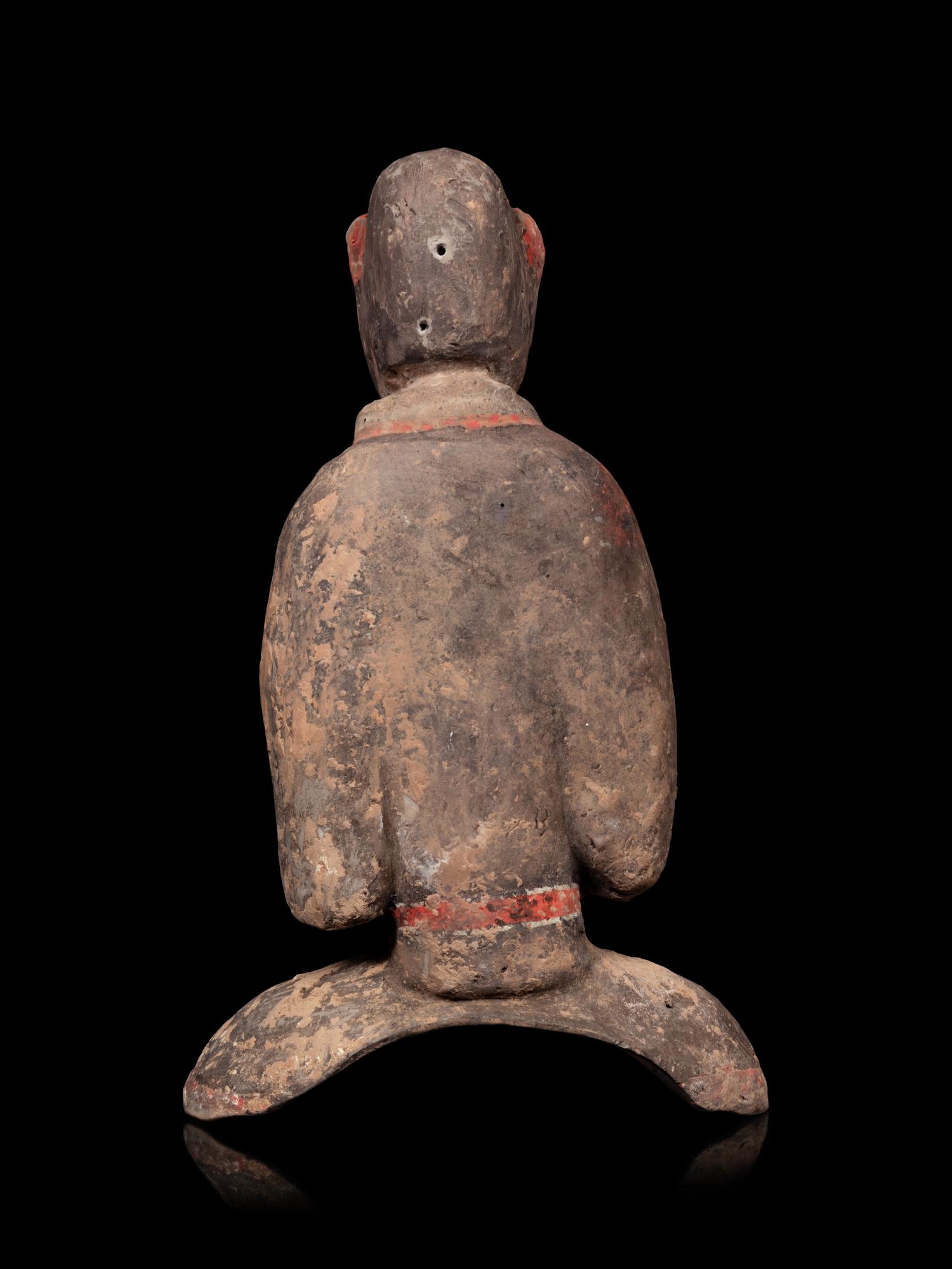 A Chinese Painted Pottery Equestrian Figure