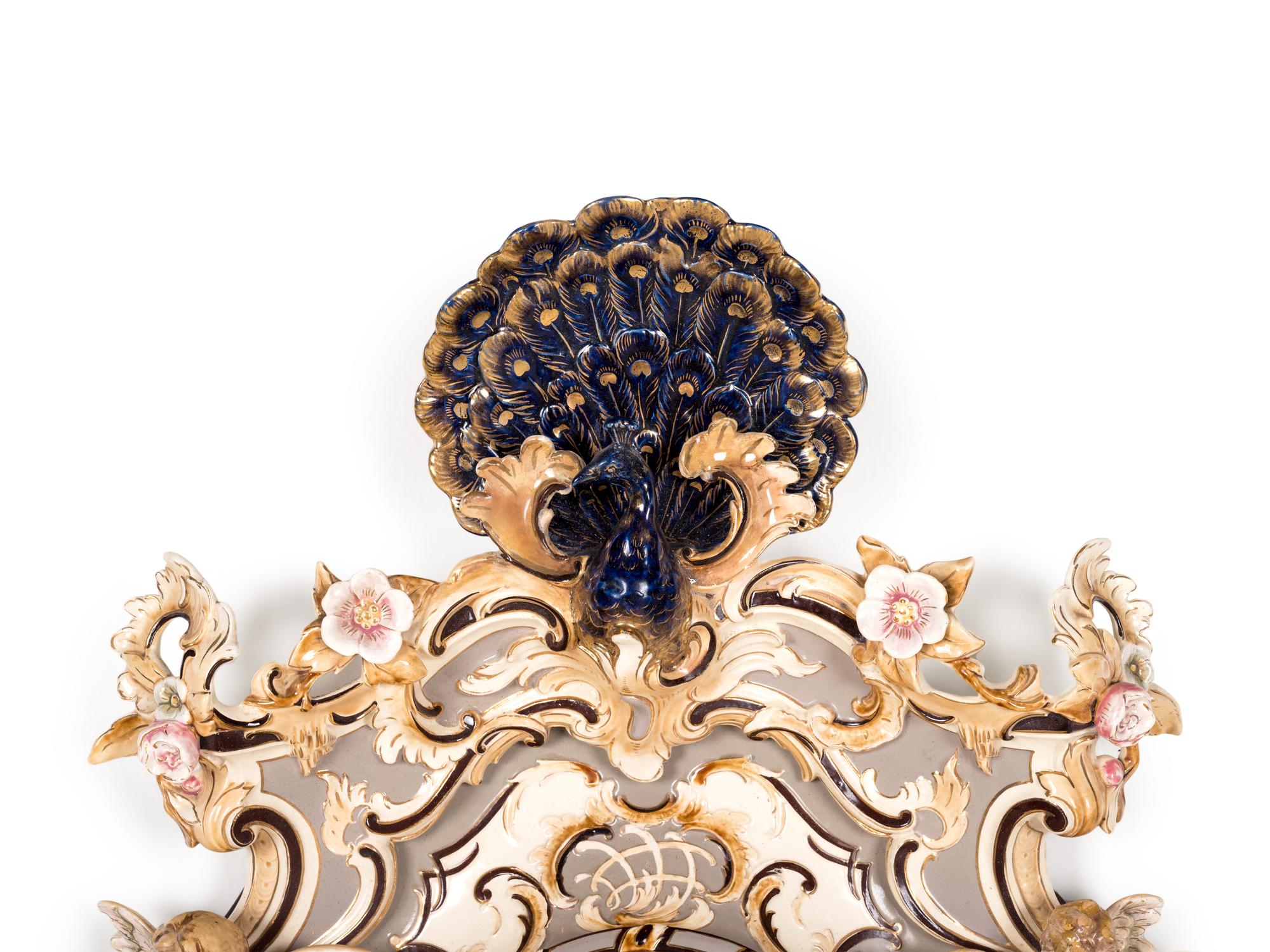 A Continental Majolica Wall Clock