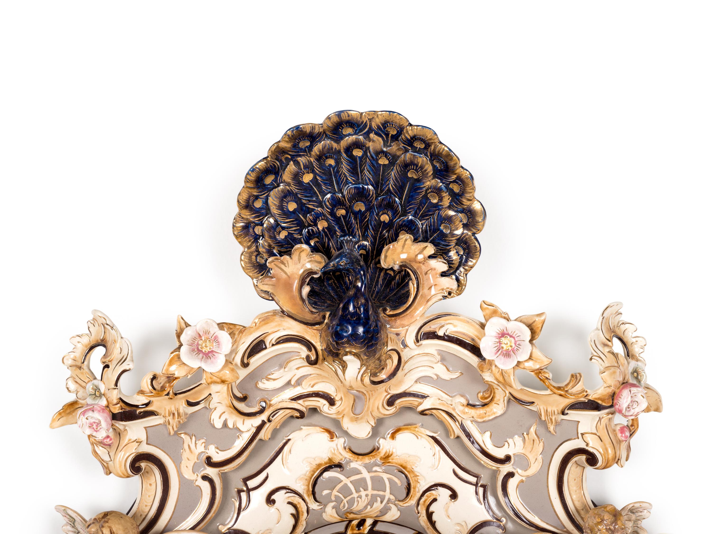 A Continental Majolica Wall Clock