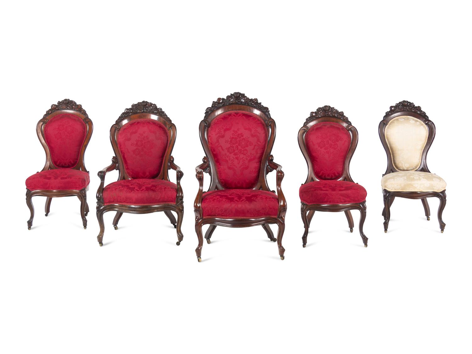 A John Henry Belter Six Piece Walnut Parlor Suite