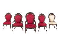 A John Henry Belter Six Piece Walnut Parlor Suite