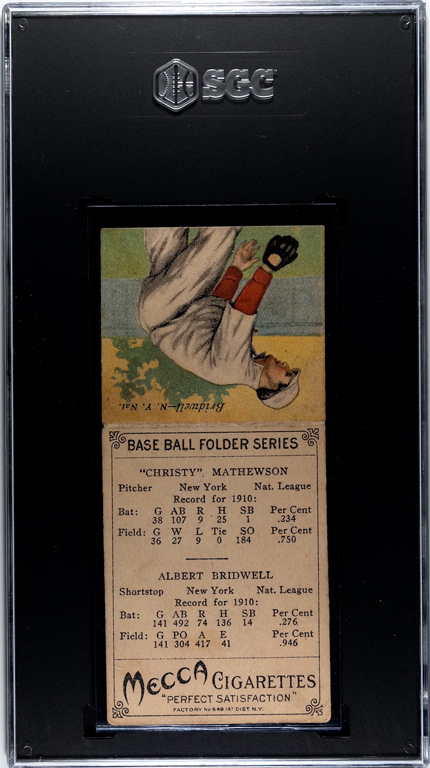 A 1911 Mecca Cigarettes T201 Christy Mathewson Double Folder Baseball Card (SGC 4 VG/EX)