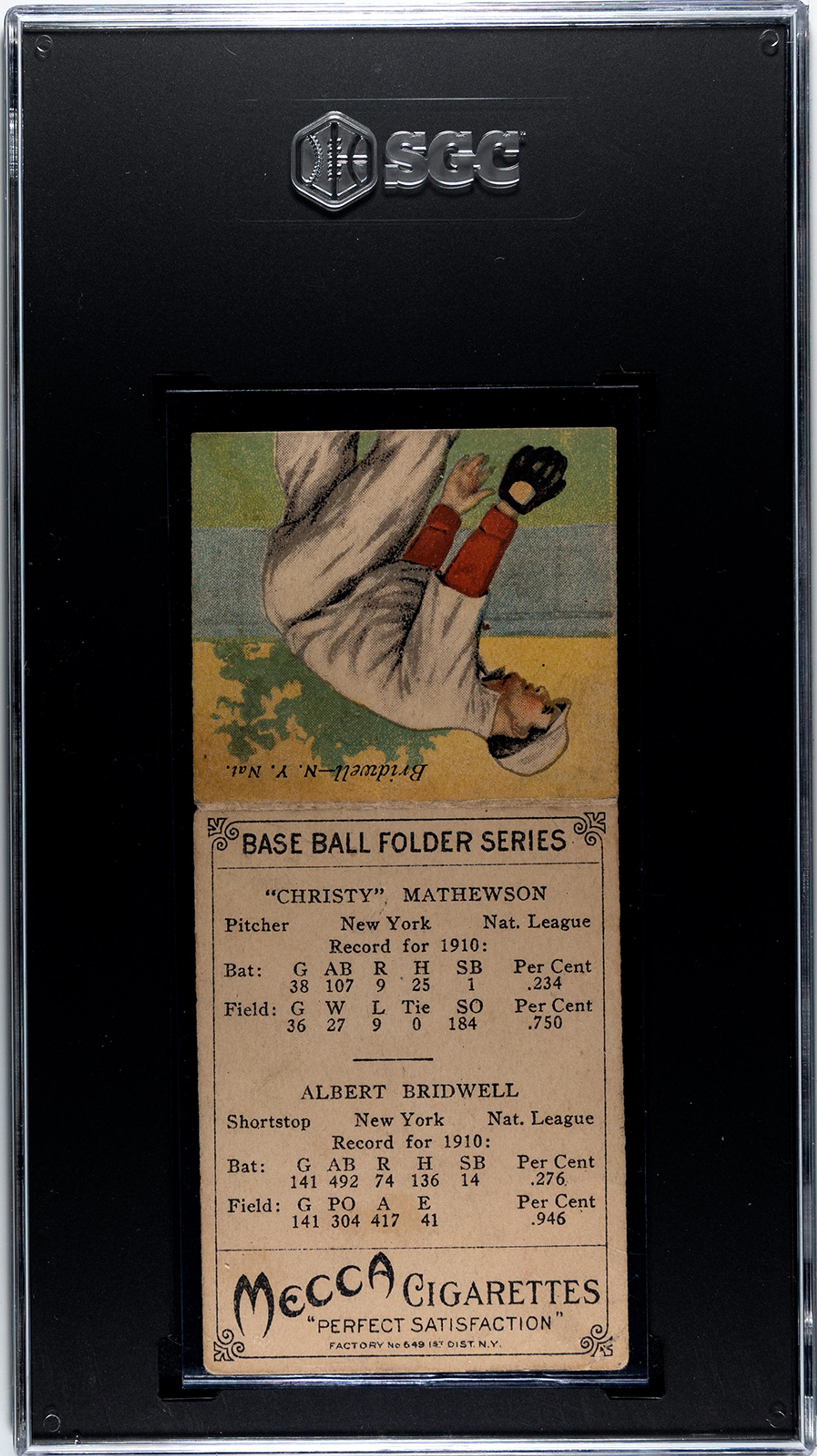 A 1911 Mecca Cigarettes T201 Christy Mathewson Double Folder Baseball Card (SGC 4 VG/EX)