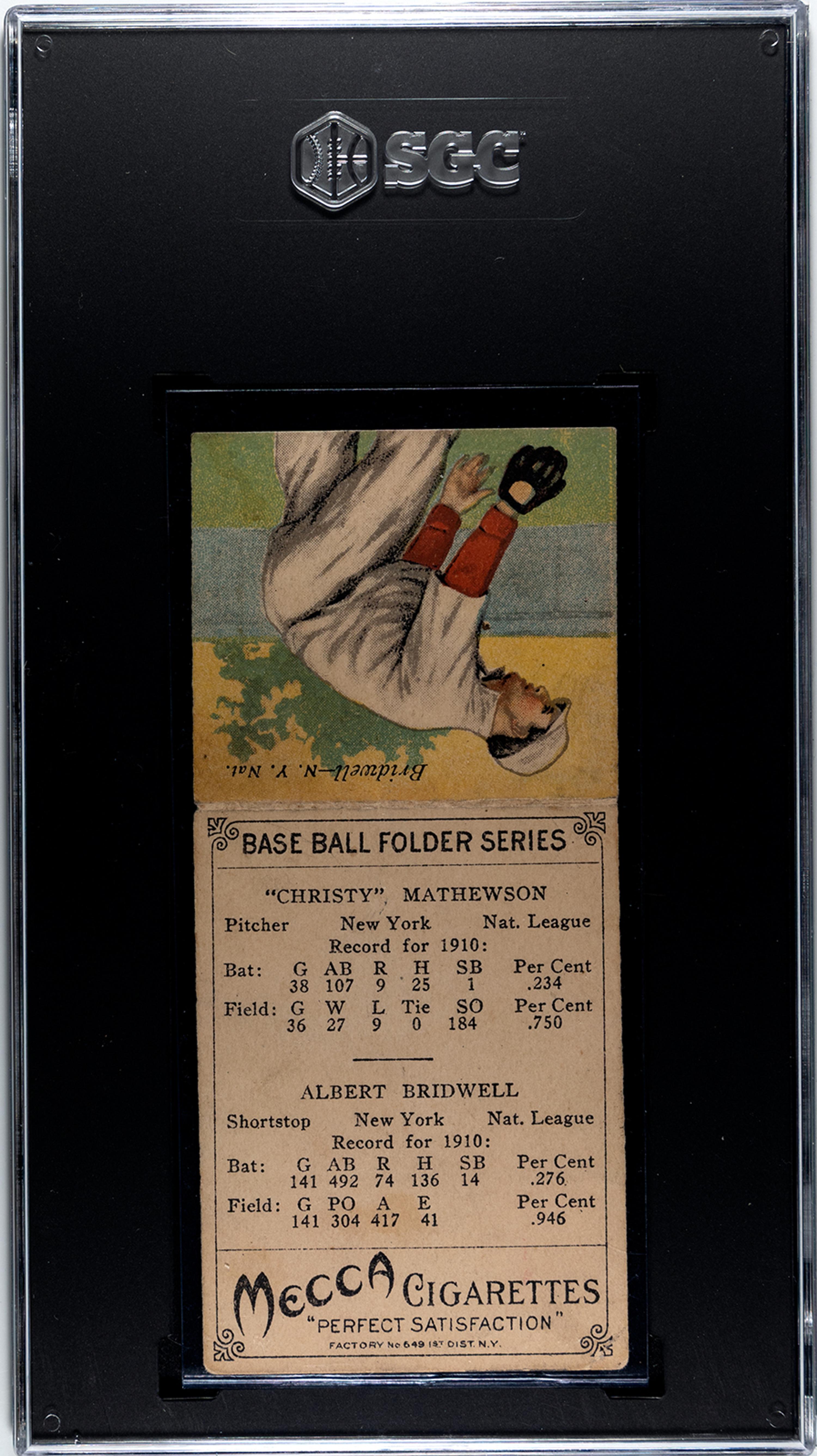 A 1911 Mecca Cigarettes T201 Christy Mathewson Double Folder Baseball Card (SGC 4 VG/EX)