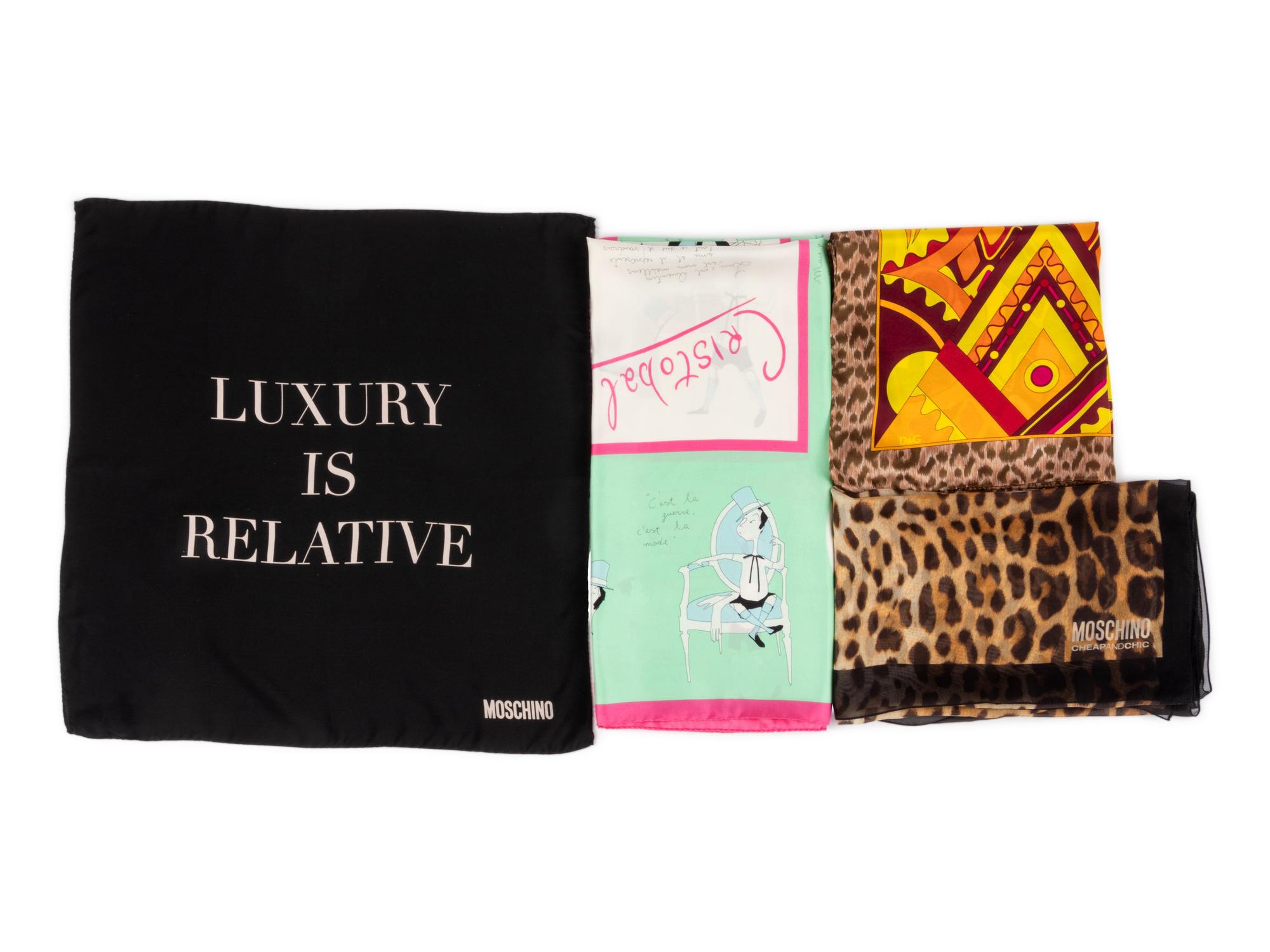 Collection of Eight Designer Scarves and One Bag, 1980-2000s