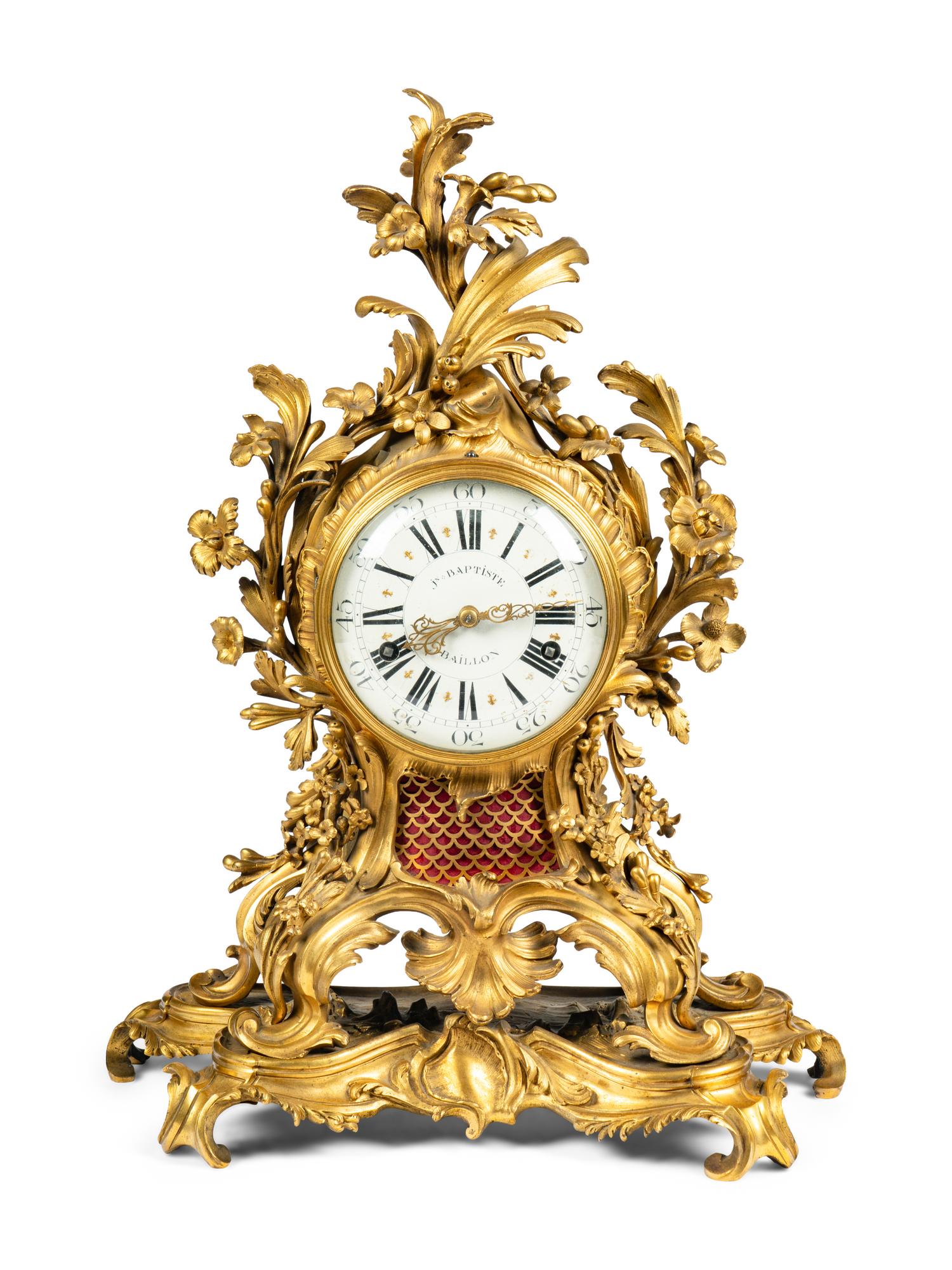 A Louis XV Gilt Bronze Mantel Clock