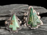 Navajo Fred Harvey Era Rings with Carved Turquoise Arrowheads