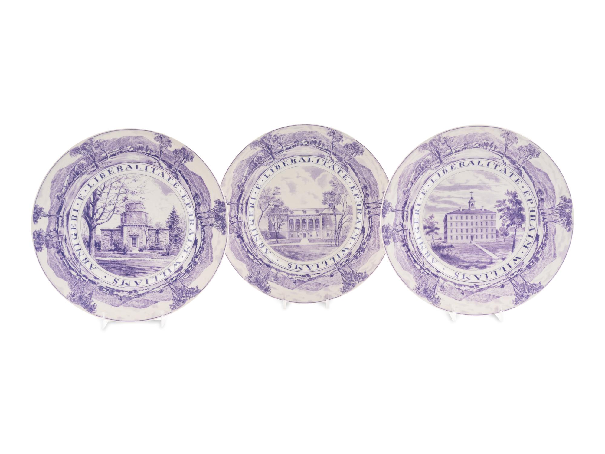 A Set of Three Wedgewood Plates with Scenes from Williams College