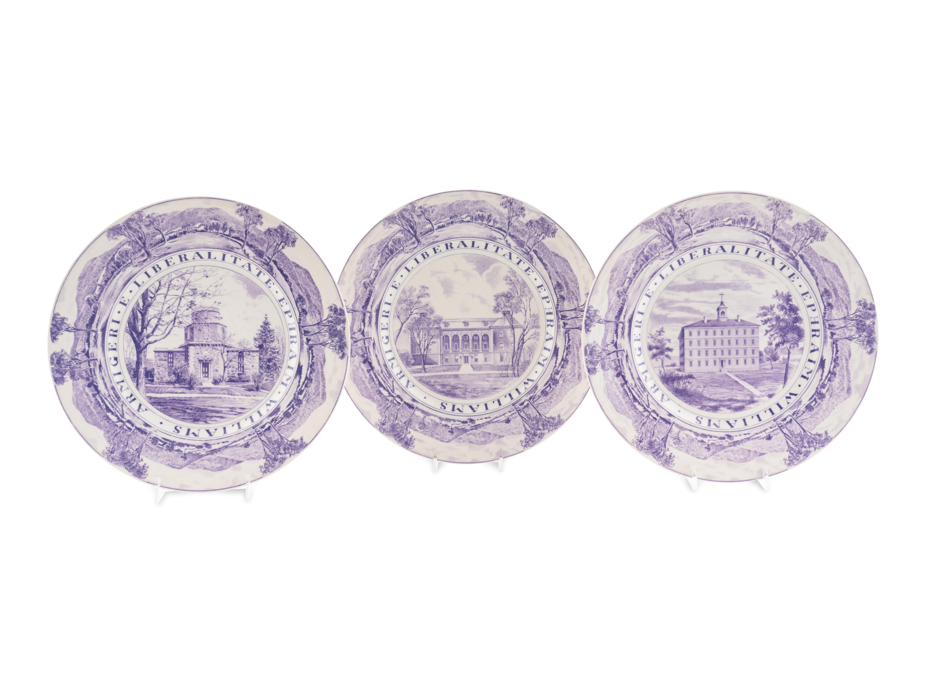 A Set of Three Wedgewood Plates with Scenes from Williams College