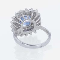 A Sapphire, Diamond, and 18K White Gold Ring