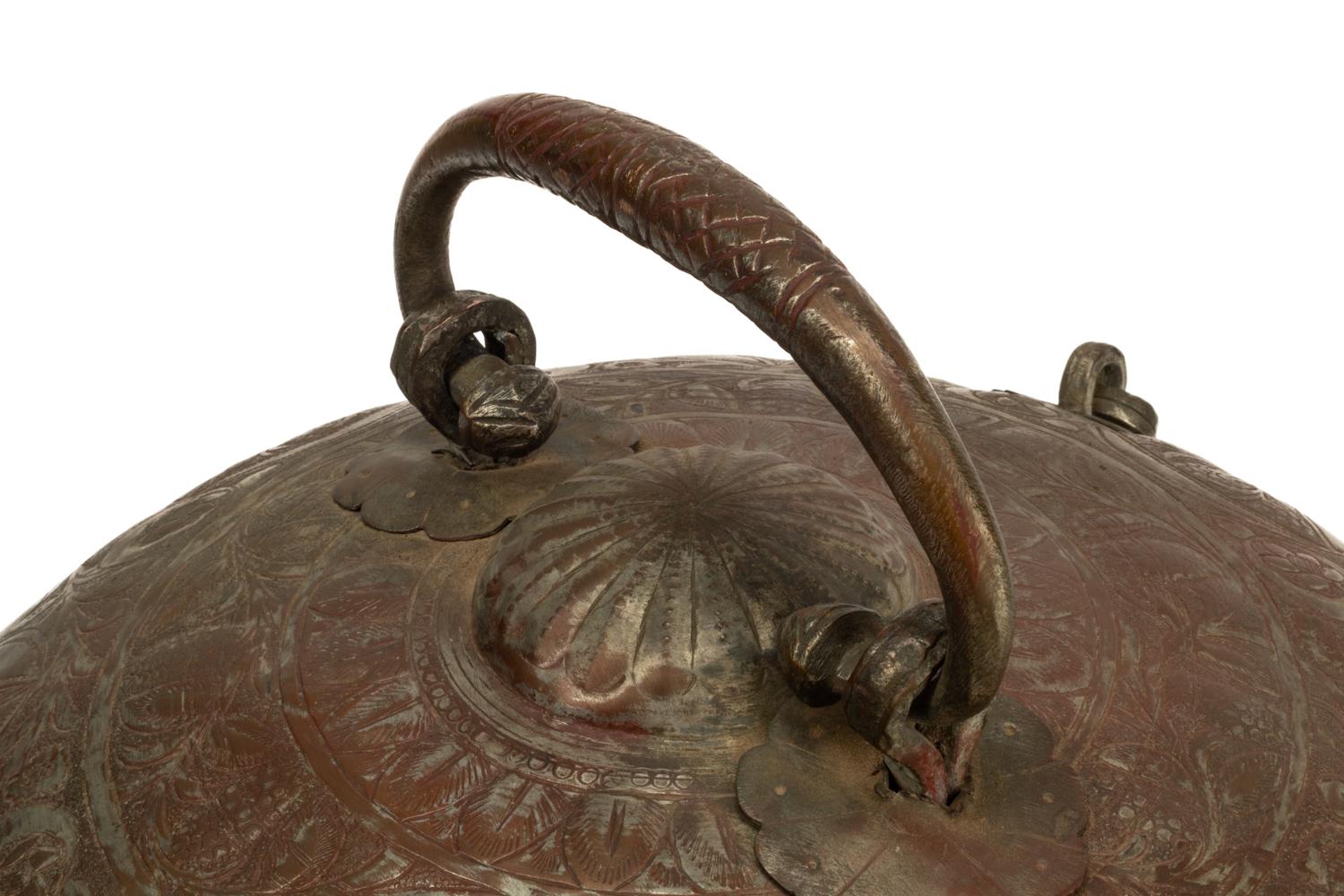 An Indian Silvered Metal Locking Container