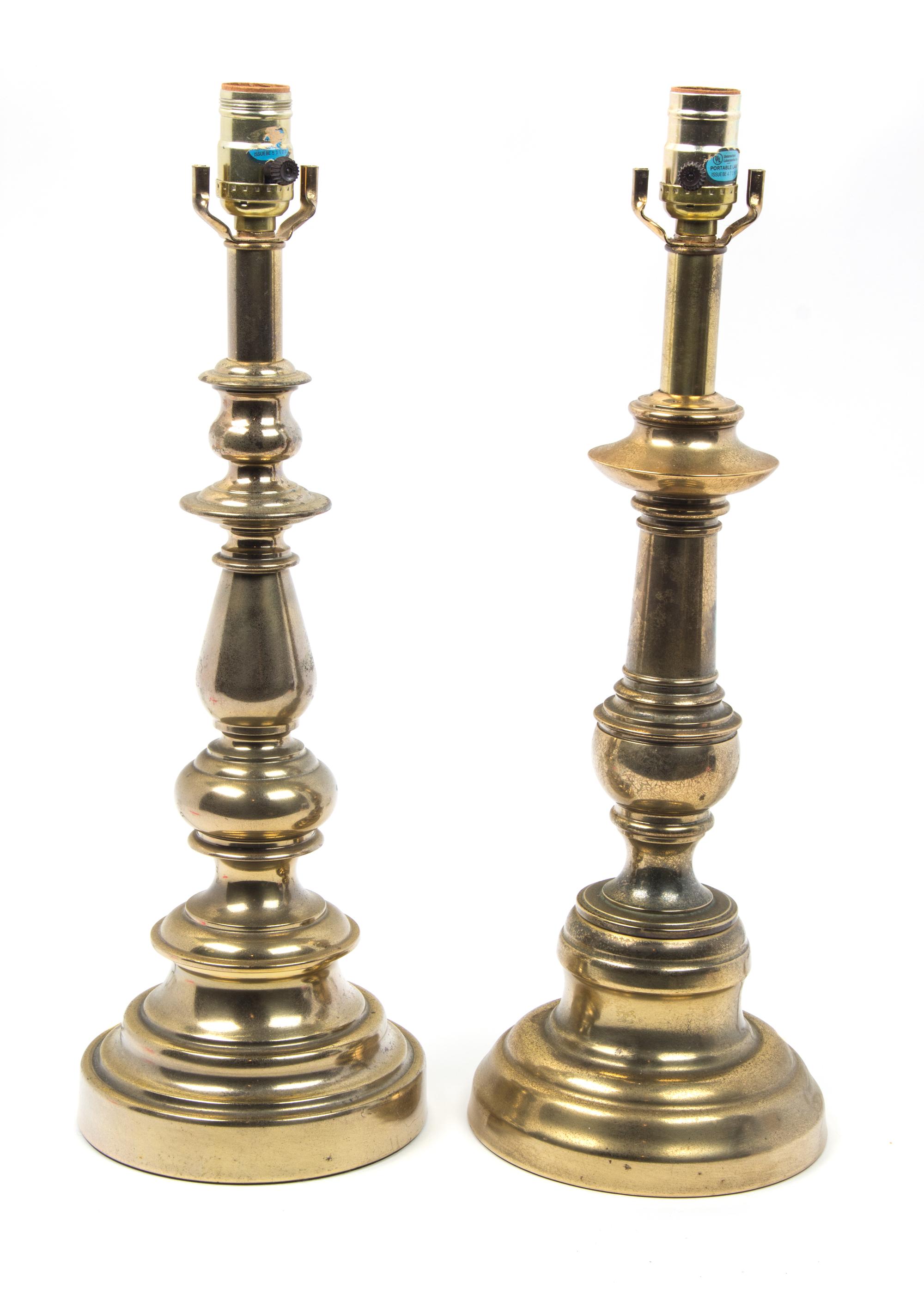 A Pair of Brass Based Table Lamps — 20TH CENTURY
