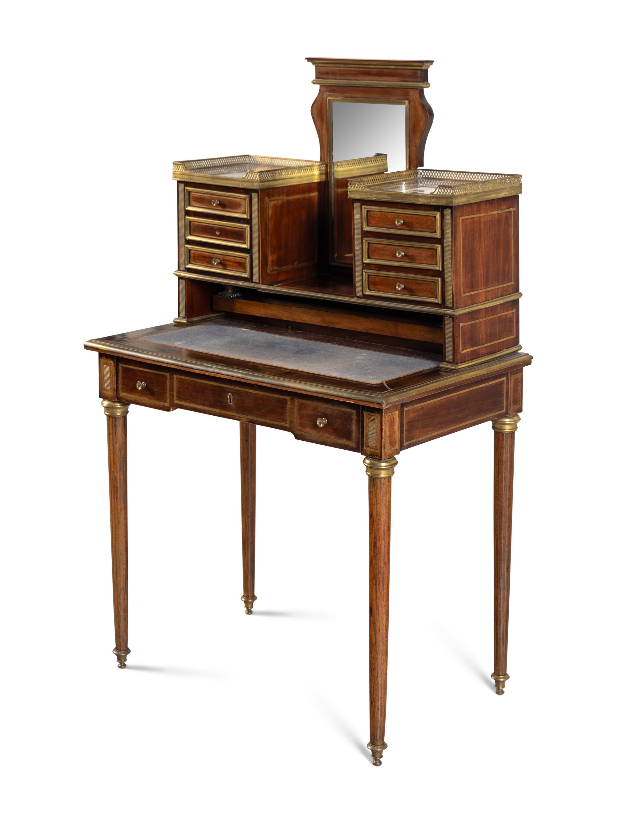 A Directoire Brass Mounted Mahogany Bonheur du Jour