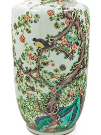 A Chinese Famille Verte Porcelain Rouleau Vase