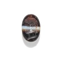 A Roman Banded Agate Ring Stone with a Portrait Head of the God Apollo
