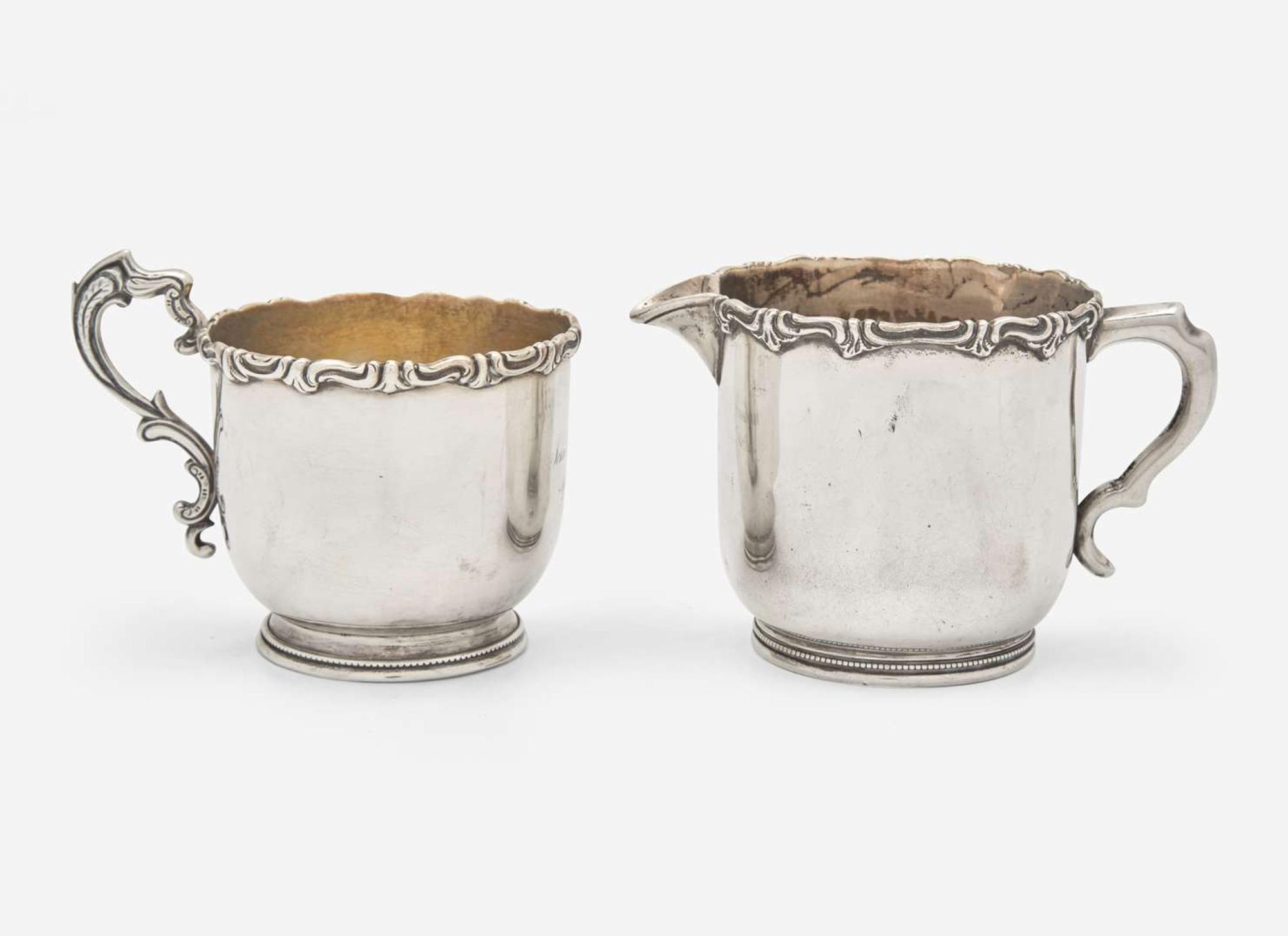 A coin silver creamer and cup, Gale & Hayden (active 1846-1850) and William Adams (1801-1861), New York, NY, circa 1850-1860