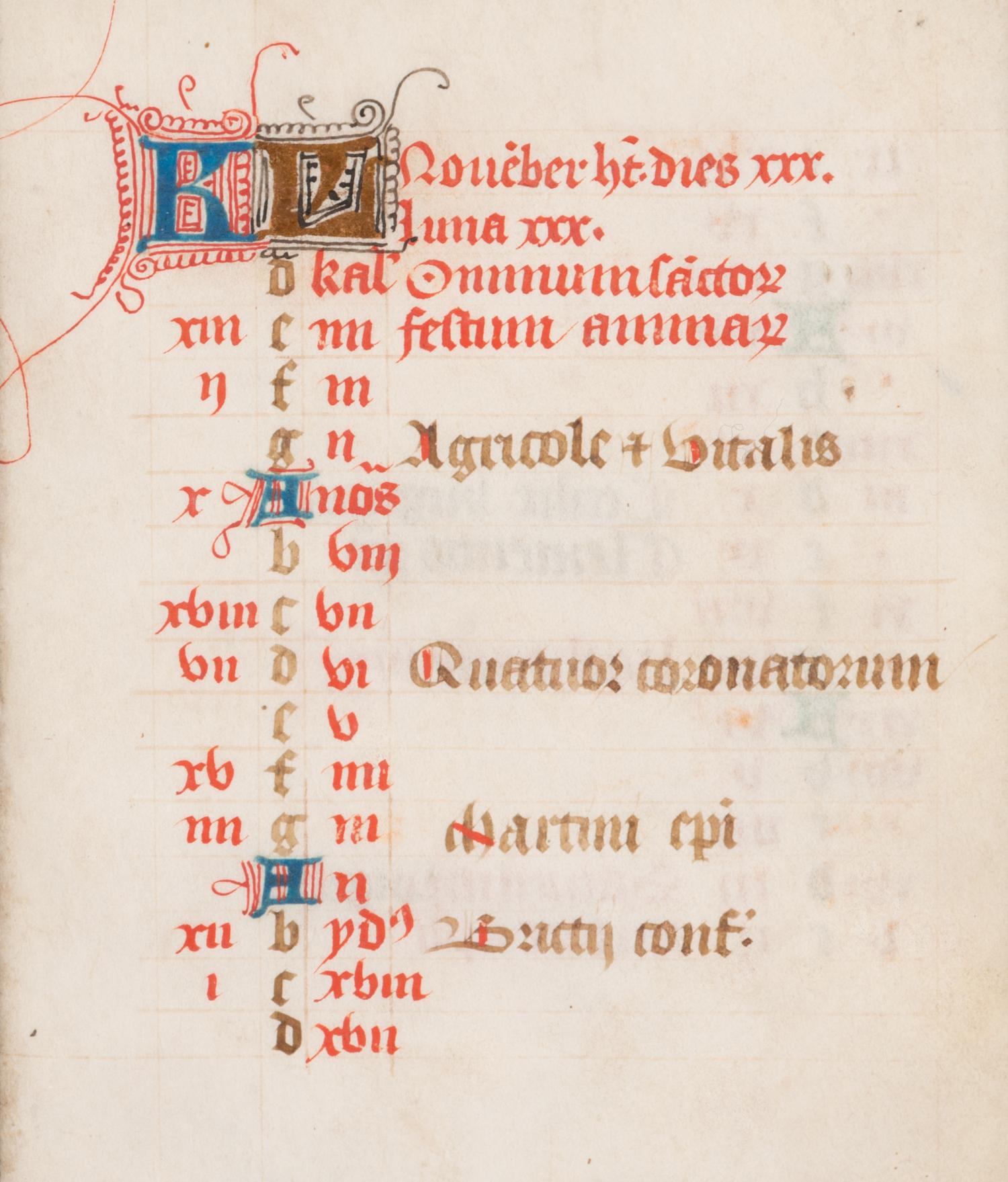 A Group of Book of Hours Leaves on Vellum