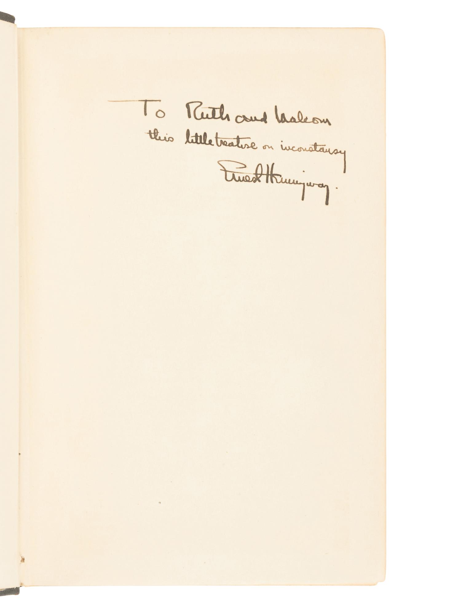 HEMINGWAY, Ernest (1899-1961). The Sun Also Rises . New York: Charles Scribner's Sons, 1927.