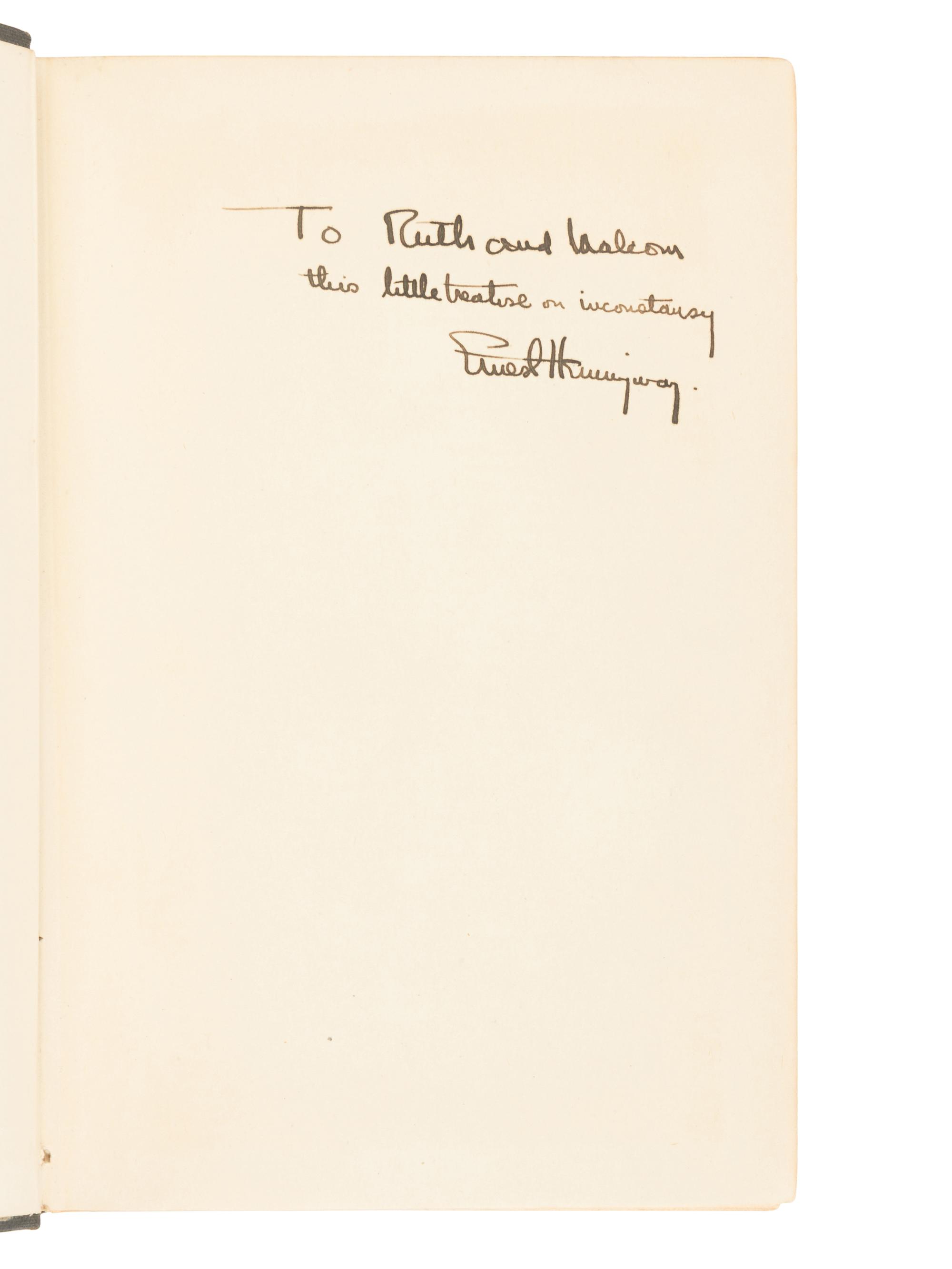 HEMINGWAY, Ernest (1899-1961). The Sun Also Rises . New York: Charles Scribner's Sons, 1927.