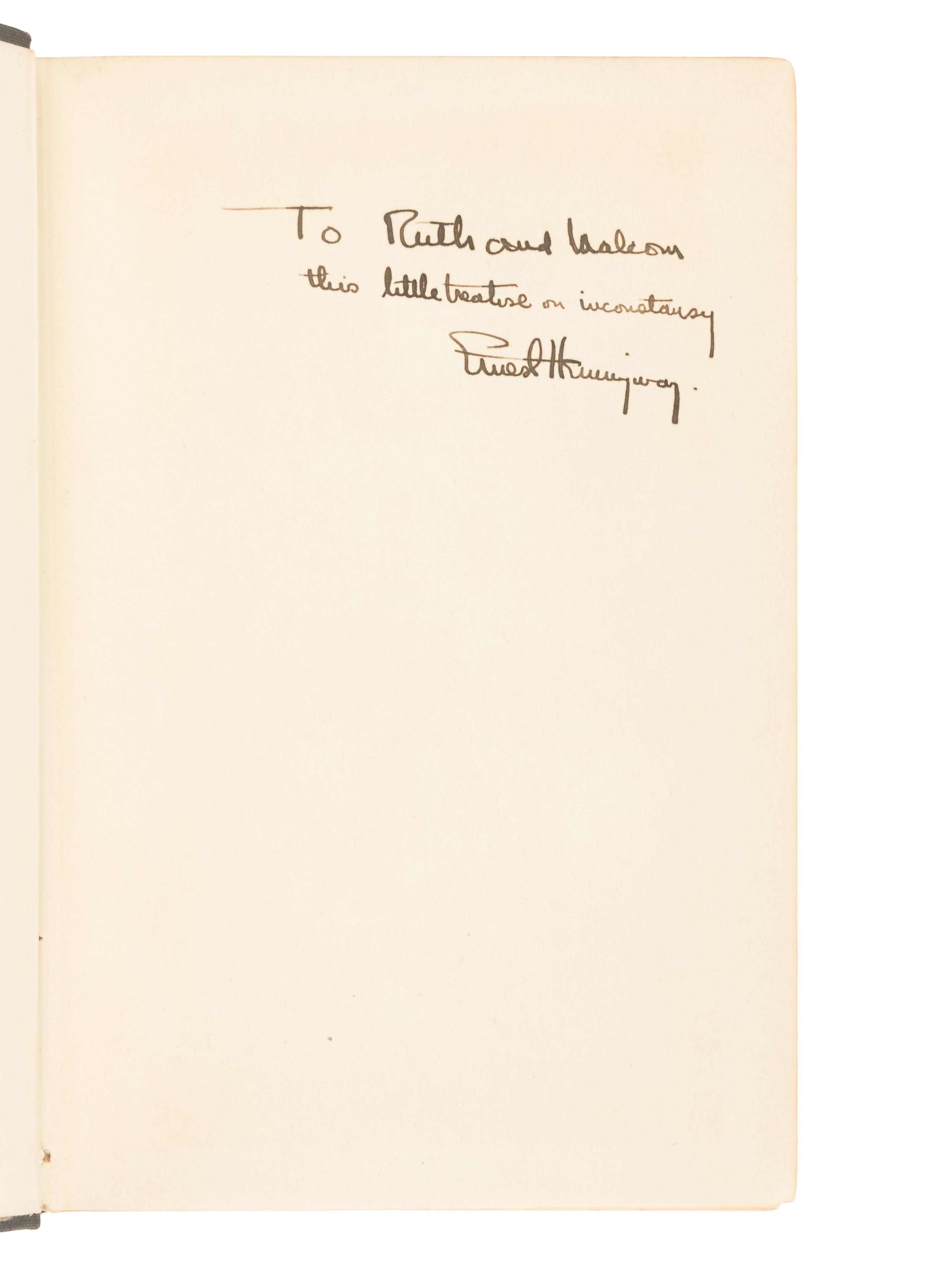 HEMINGWAY, Ernest (1899-1961). The Sun Also Rises . New York: Charles Scribner's Sons, 1927.