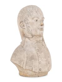 A Gray Plaster Bust of a Young Man