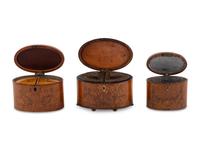 A Group of Three George III Marquetry Tea Caddies