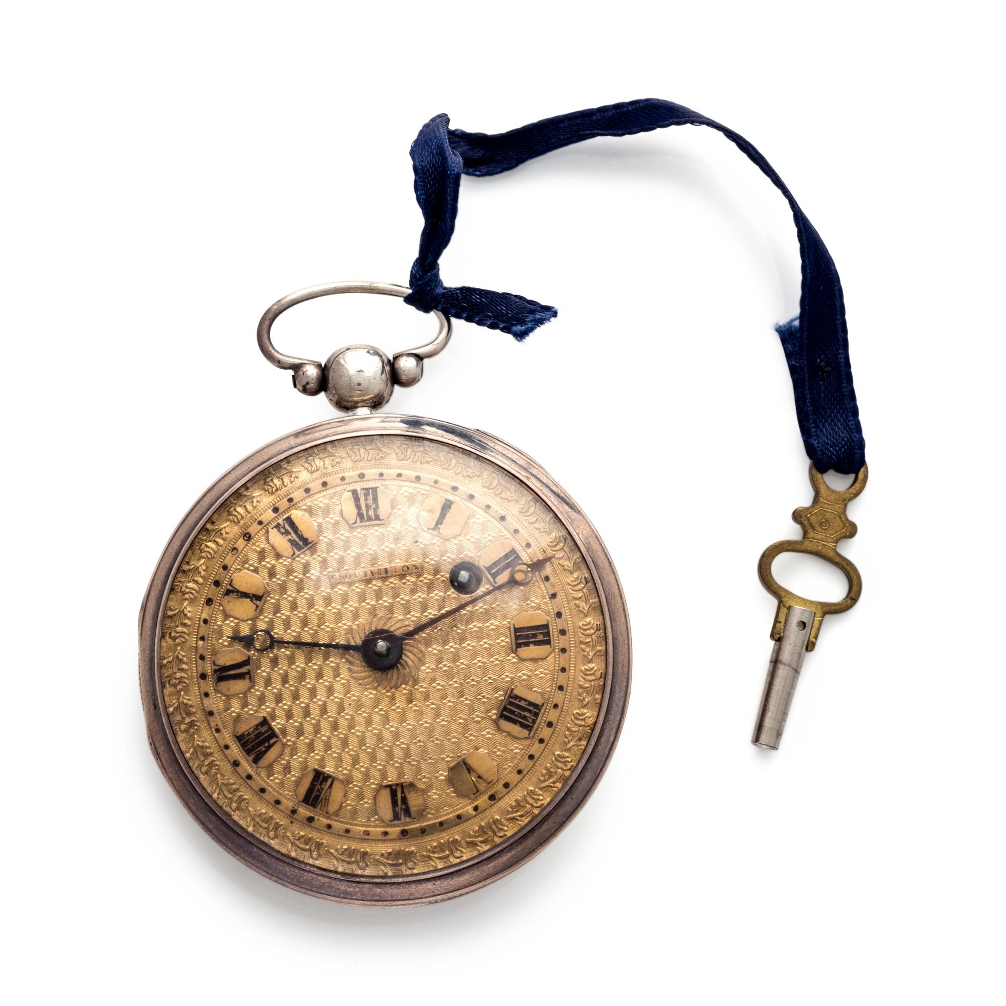 SILVER AND GILT-METAL OPEN FACE POCKET WATCH