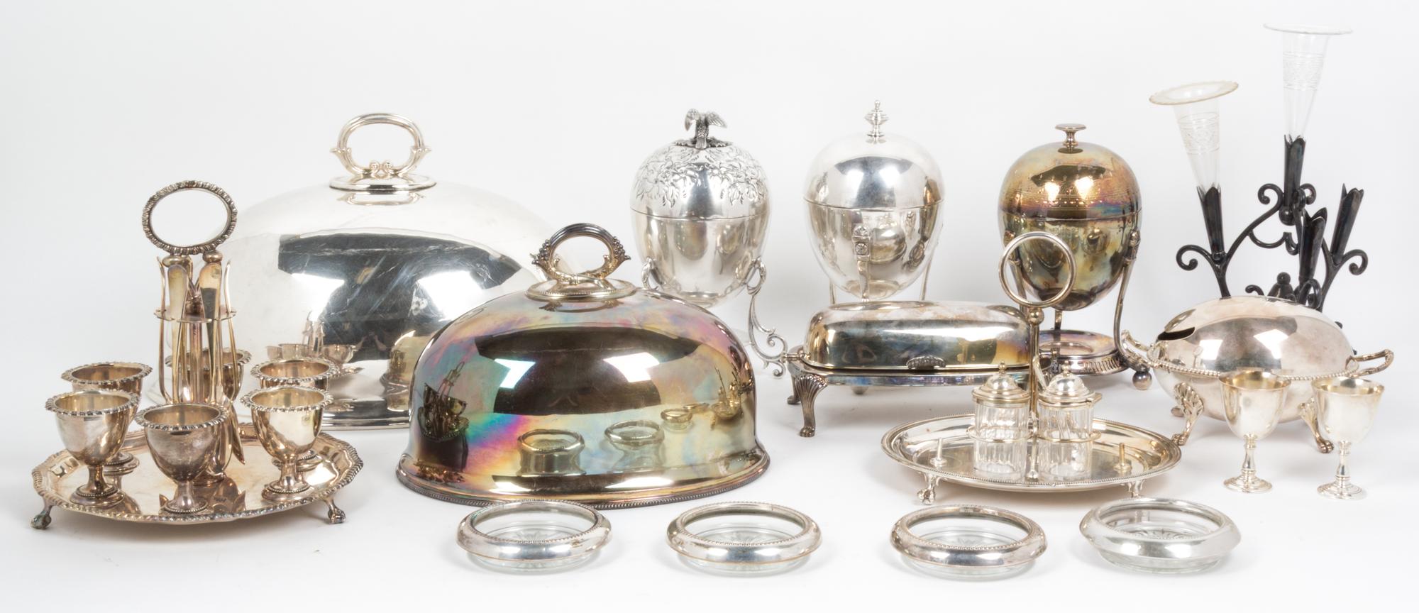 A Collection of Silver-Plate Table Articles Height of first 7 3/4 x diameter 8 1/4 inches.
