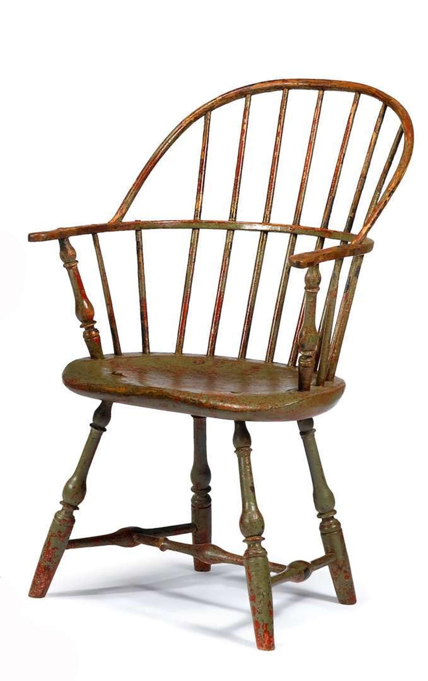 Painted sack back Windsor armchair new england, circa 1800