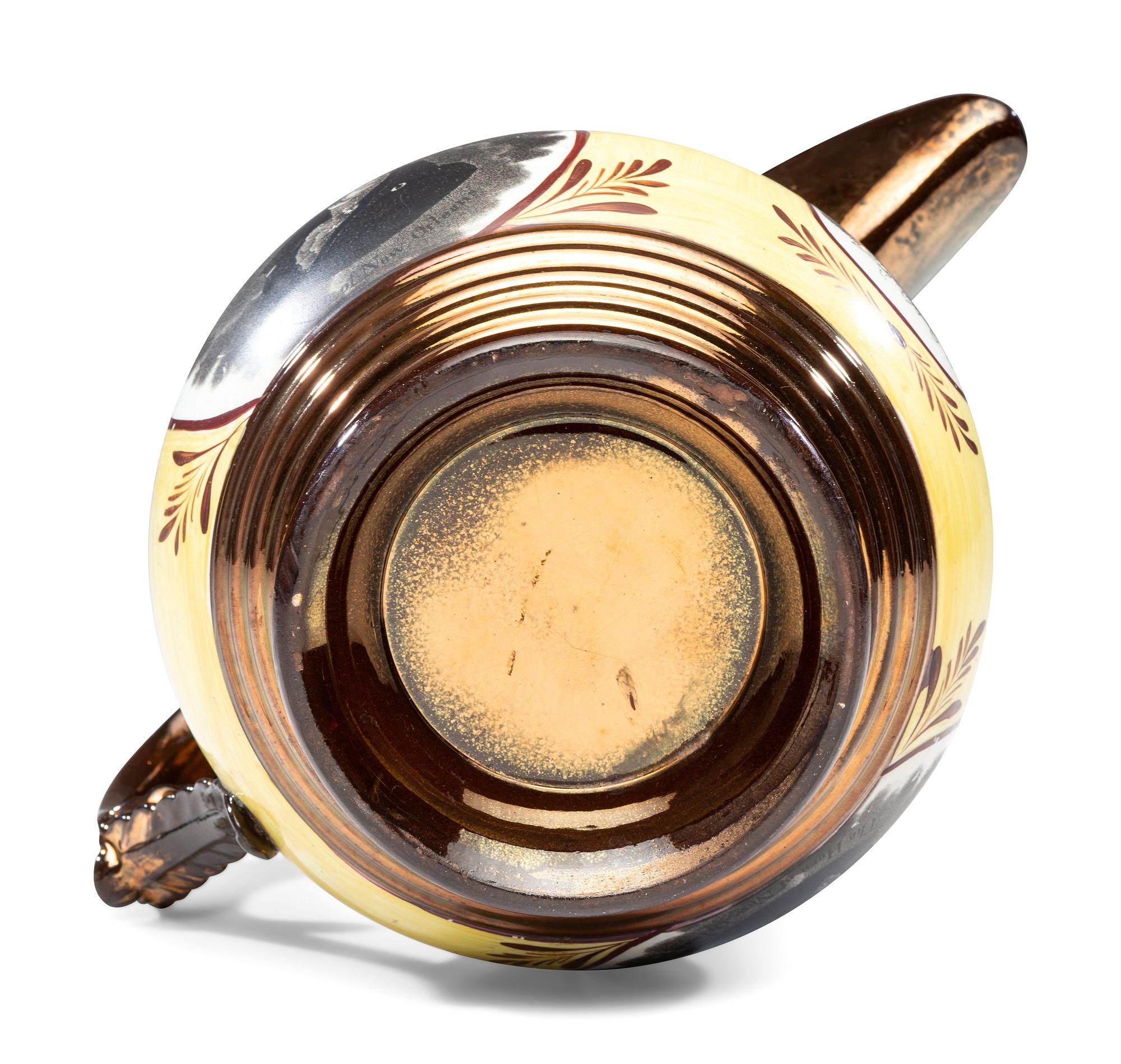 A Staffordshire Transfer-Printed Copper Lustre 'General Jackson Hero of New Orleans' Pitcher